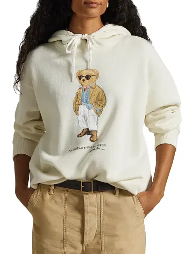 Polo Ralph Lauren Women's Polo Bear Cotton-Blend Hoodie - Parchment Cream | Thumbnail 3 Polo Ralph Lauren Women's Polo Bear Cotton-Blend Hoodie - Parchment Cream | Thumbnail 3