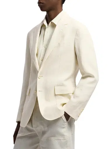 Ralph Lauren Purple Label Men's Hadley Hand-Tailored Linen Suit Jacket - Classic Cream - Size 40 | Thumbnail 4