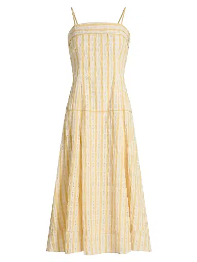Rosie Assoulin Women's Drop Me A Note Checked Seersucker Midi-Dress - Yellow | Thumbnail 1