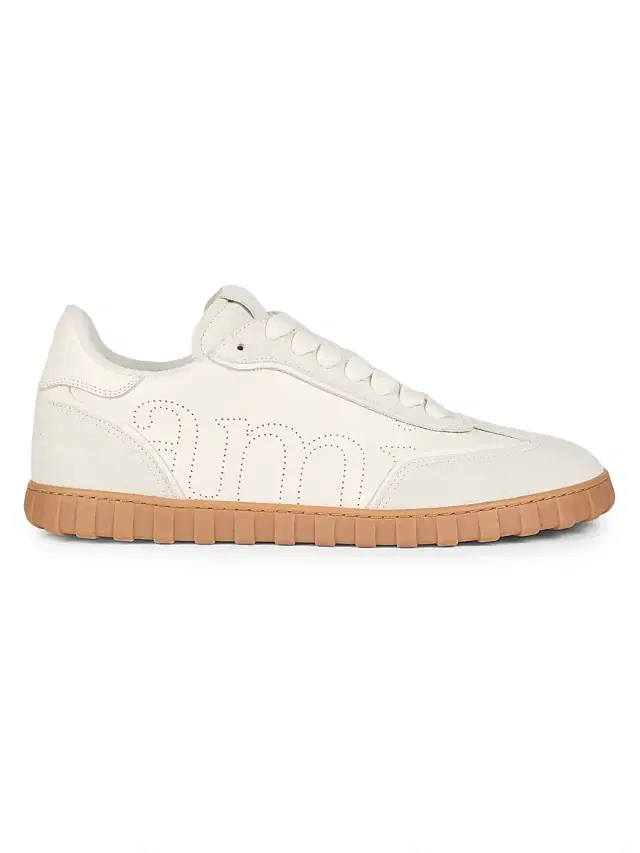AMI Paris Men's Step Leather Low-Top Sneakers - Blanc