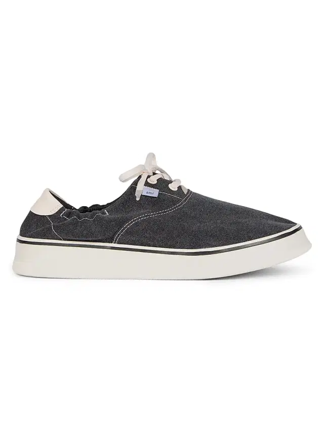 AMI Paris Men's Tennis Cotton Canvas Sneakers - Navy