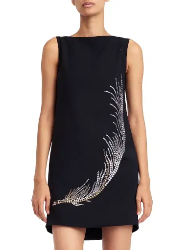 16Arlington Women's Ayre Embellished Feather Minidress - Nero - Size 10 | Thumbnail 2