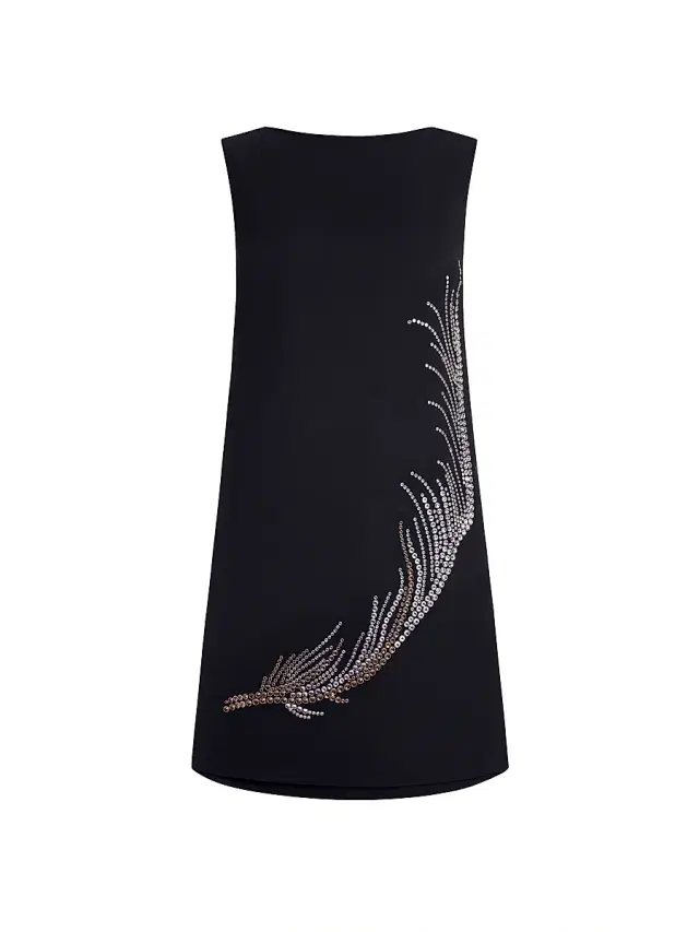 16Arlington Women's Ayre Embellished Feather Minidress - Nero