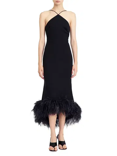 16Arlington Women's Ade Feather-Trimmed Cocktail Dress - Nero - Size 10 | Thumbnail 2