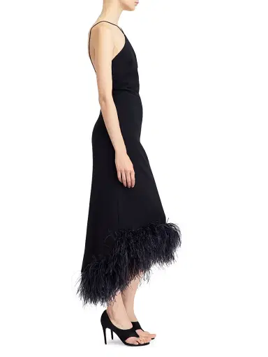 16Arlington Women's Ade Feather-Trimmed Cocktail Dress - Nero - Size 10 | Thumbnail 3
