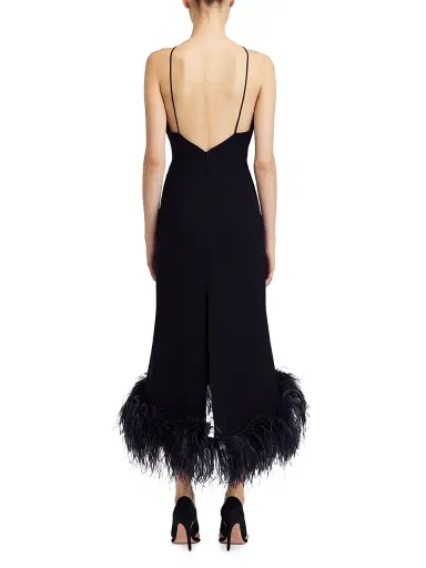 16Arlington Women's Ade Feather-Trimmed Cocktail Dress - Nero - Size 10 | Thumbnail 4