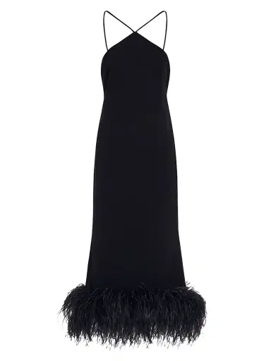 16Arlington Women's Ade Feather-Trimmed Cocktail Dress - Nero - Size 10 | Thumbnail 1