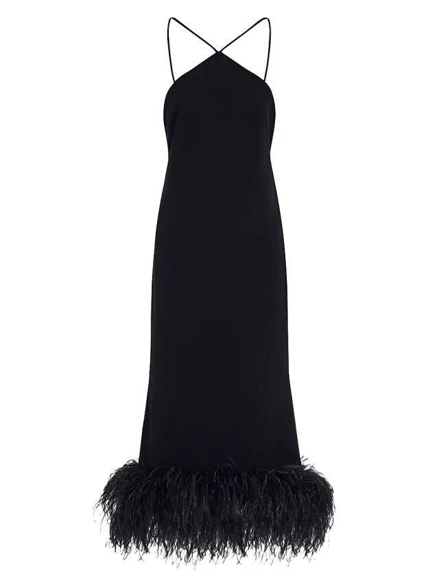 16Arlington Women's Ade Feather-Trimmed Cocktail Dress - Nero