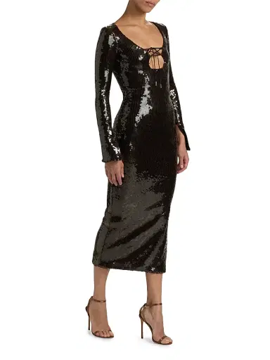 16Arlington Women's Solaria High-Shine Sequin Midi-Dress - Nocciola - Size 12 | Thumbnail 2 16Arlington Women's Solaria High-Shine Sequin Midi-Dress - Nocciola - Size 12 | Thumbnail 2