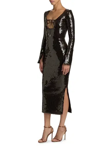 16Arlington Women's Solaria High-Shine Sequin Midi-Dress - Nocciola - Size 12 | Thumbnail 4 16Arlington Women's Solaria High-Shine Sequin Midi-Dress - Nocciola - Size 12 | Thumbnail 4