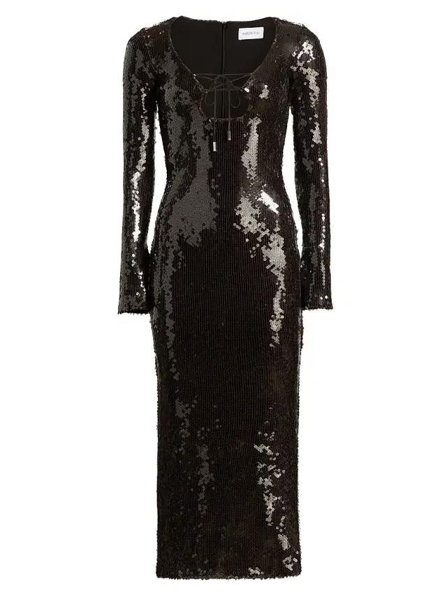 16Arlington Women's Solaria High-Shine Sequin Midi-Dress - Nocciola