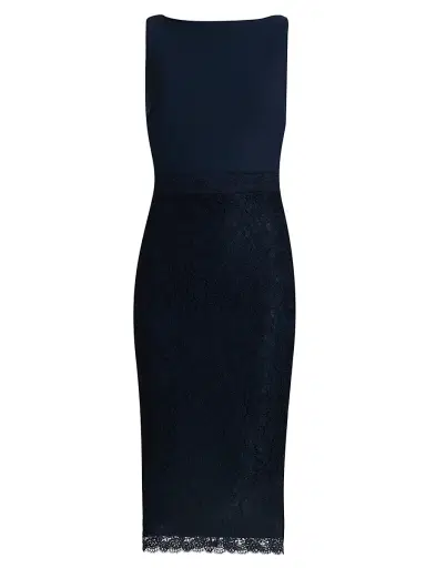 Chiara Boni La Petite Robe Women's Fluis Lace-Trim Cocktail Midi-Dress - Blue Notte - Size 8 | Thumbnail 1