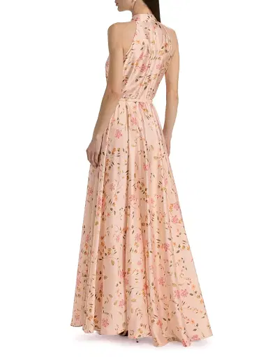 Chiara Boni La Petite Robe Women's Otaku Floral Satin Belted Gown - Cyd Gold | Thumbnail 5