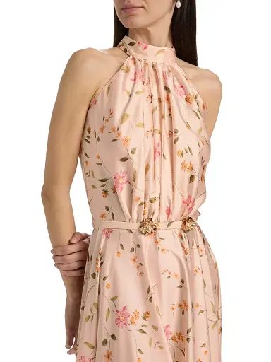Chiara Boni La Petite Robe Women's Otaku Floral Satin Belted Gown - Cyd Gold | Thumbnail 6