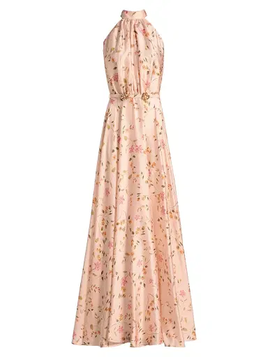 Chiara Boni La Petite Robe Women's Otaku Floral Satin Belted Gown - Cyd Gold | Thumbnail 1
