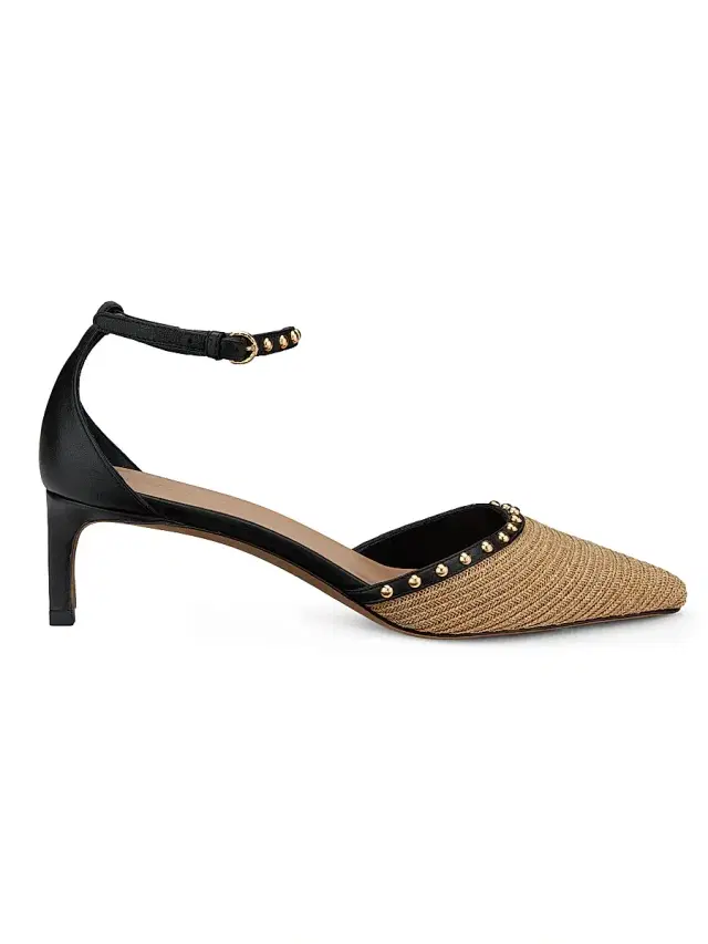 Women's Hera 50MM Raffia & Leather Pumps - Natural