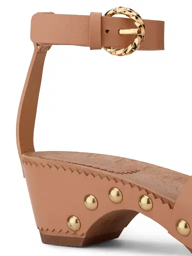 Ulla Johnson Women's Esti 65MM Studded Leather Clogs - Beige | Thumbnail 5