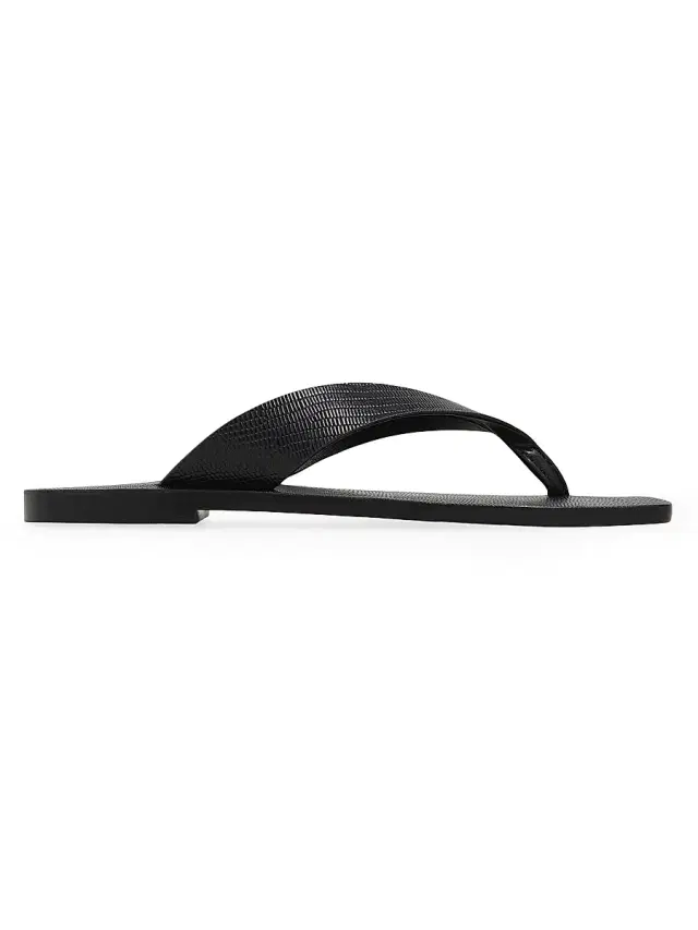 A.Emery Women's Kinto Lizard-Embossed Sandals - Black Embossed Lizard