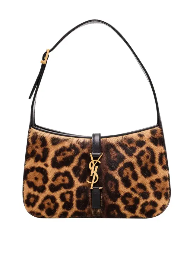 Small Leopard-Print Calf Hair Le 5 À 7 Shoulder Bag