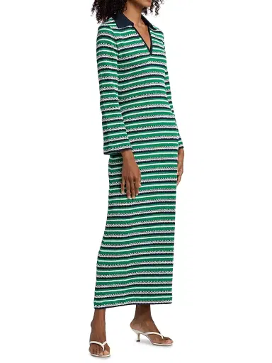 Simkhai Women's Tegan Striped Knit Midi Dress - Kelly Green - Size Small | Thumbnail 4 Simkhai Women's Tegan Striped Knit Midi Dress - Kelly Green - Size Small | Thumbnail 4