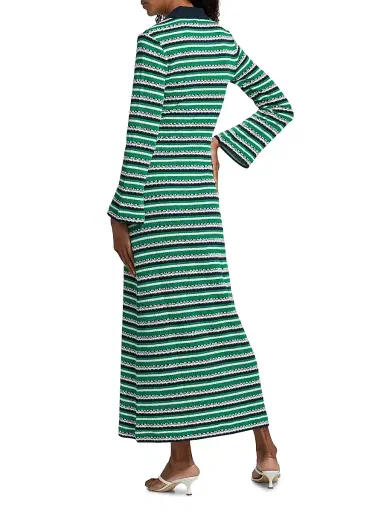 Simkhai Women's Tegan Striped Knit Midi Dress - Kelly Green - Size Small | Thumbnail 5 Simkhai Women's Tegan Striped Knit Midi Dress - Kelly Green - Size Small | Thumbnail 5
