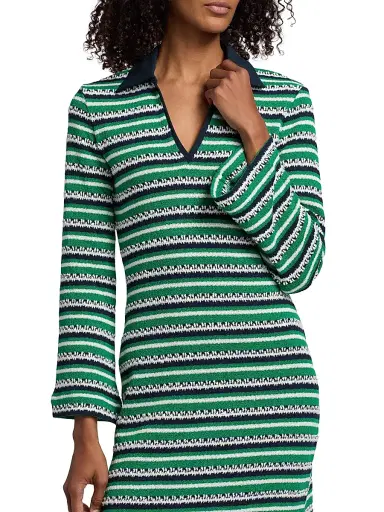Simkhai Women's Tegan Striped Knit Midi Dress - Kelly Green - Size Small | Thumbnail 6 Simkhai Women's Tegan Striped Knit Midi Dress - Kelly Green - Size Small | Thumbnail 6