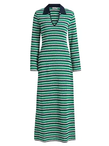 Simkhai Women's Tegan Striped Knit Midi Dress - Kelly Green - Size Small | Thumbnail 1 Simkhai Women's Tegan Striped Knit Midi Dress - Kelly Green - Size Small | Thumbnail 1