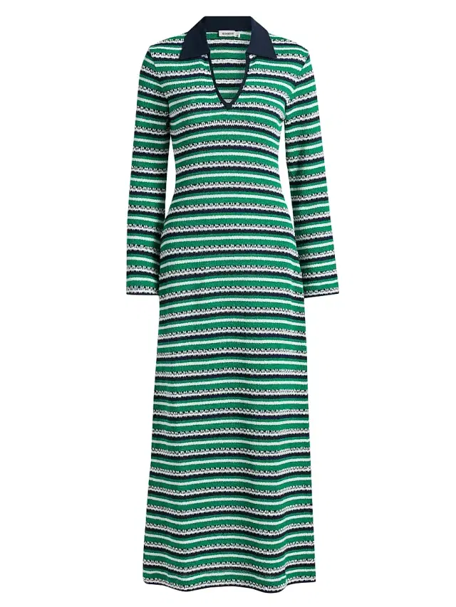 SIMKHAI Women's Tegan Striped Knit Midi Dress - Kelly Green
