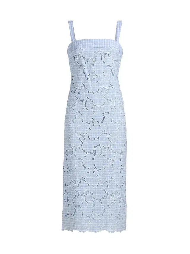 Women's Aubrey Embroidered Floral Gingham Midi-Dress - Periwinkle Sky Multi