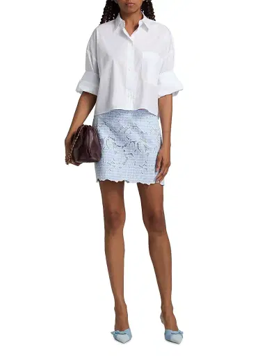 SIMKHAI Women's Catherine Embroidered Floral Gingham Miniskirt - Periwinkle Sky Multi | Thumbnail 2