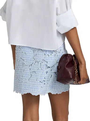 SIMKHAI Women's Catherine Embroidered Floral Gingham Miniskirt - Periwinkle Sky Multi | Thumbnail 5