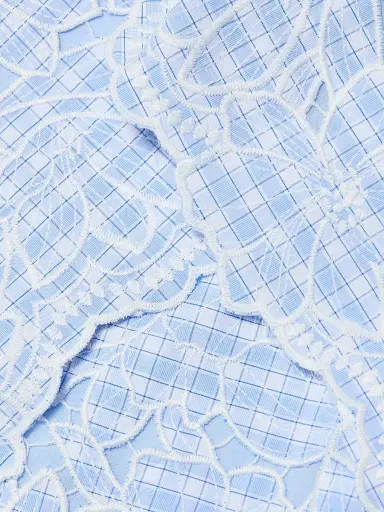 SIMKHAI Women's Catherine Embroidered Floral Gingham Miniskirt - Periwinkle Sky Multi | Thumbnail 7
