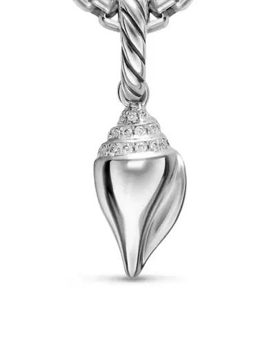 David Yurman Women's Petite Pavé Shell Amulet in Sterling Silver with Diamonds, 15MM - Diamond | Thumbnail 4