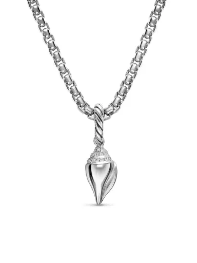 David Yurman Women's Petite Pavé Shell Amulet in Sterling Silver with Diamonds, 15MM - Diamond | Thumbnail 1