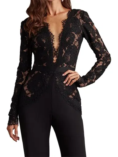 Tadashi Shoji Women's Lace Bodice Crepe Jumpsuit | Thumbnail 5 Tadashi Shoji Women's Lace Bodice Crepe Jumpsuit | Thumbnail 5