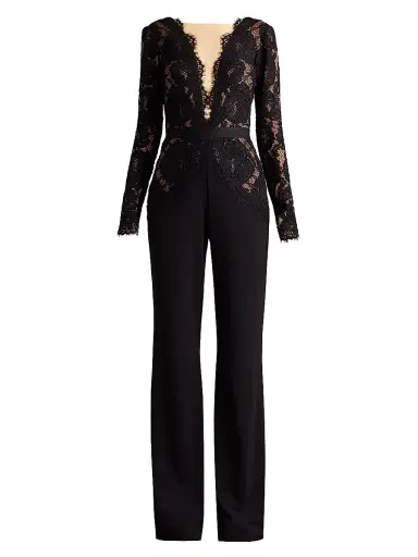 Tadashi Shoji Women's Lace Bodice Crepe Jumpsuit | Thumbnail 1 Tadashi Shoji Women's Lace Bodice Crepe Jumpsuit | Thumbnail 1