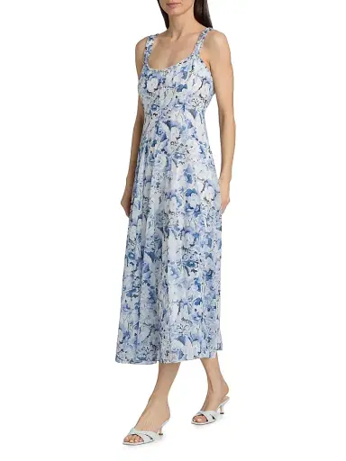 Cinq à Sept Women's Heirloom Petals Marmo Midi-Dress - Navy Multi - Size 10 | Thumbnail 2 Cinq à Sept Women's Heirloom Petals Marmo Midi-Dress - Navy Multi - Size 10 | Thumbnail 2
