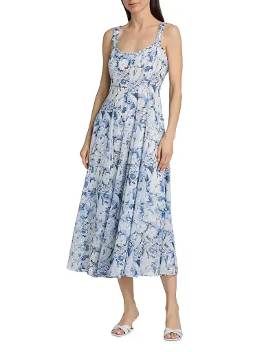Cinq à Sept Women's Heirloom Petals Marmo Midi-Dress - Navy Multi - Size 10 | Thumbnail 3 Cinq à Sept Women's Heirloom Petals Marmo Midi-Dress - Navy Multi - Size 10 | Thumbnail 3