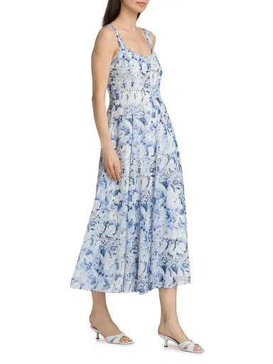 Cinq à Sept Women's Heirloom Petals Marmo Midi-Dress - Navy Multi - Size 10 | Thumbnail 4 Cinq à Sept Women's Heirloom Petals Marmo Midi-Dress - Navy Multi - Size 10 | Thumbnail 4
