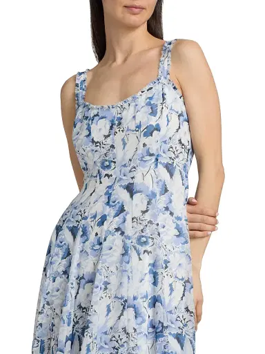 Cinq à Sept Women's Heirloom Petals Marmo Midi-Dress - Navy Multi - Size 10 | Thumbnail 6 Cinq à Sept Women's Heirloom Petals Marmo Midi-Dress - Navy Multi - Size 10 | Thumbnail 6