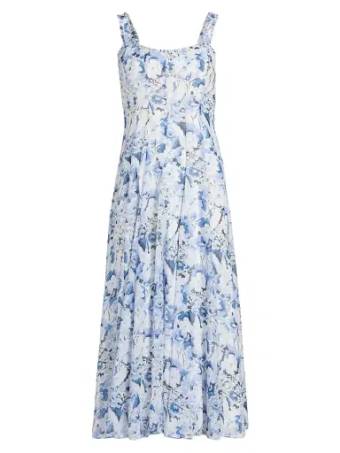 Cinq à Sept Women's Heirloom Petals Marmo Midi-Dress - Navy Multi - Size 10 | Thumbnail 1 Cinq à Sept Women's Heirloom Petals Marmo Midi-Dress - Navy Multi - Size 10 | Thumbnail 1
