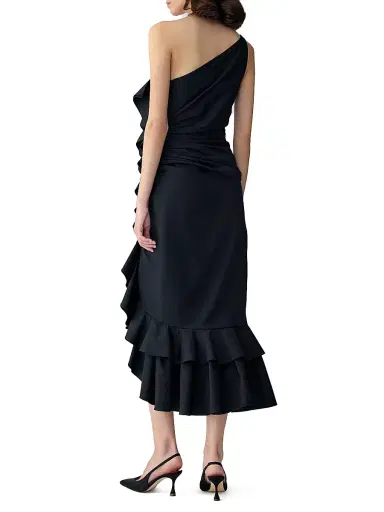 Carolina Herrera Women's Ruched One-Shoulder Ruffle Cocktail Dress | Thumbnail 3