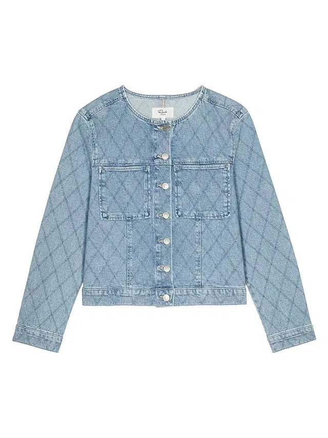 Women's Lido Washed Denim Crop Jacket - Quilted Stud