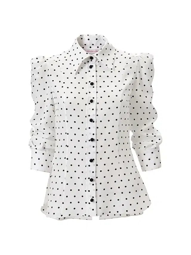 Women's Polka Dot Ruched-Sleeve Shirt -  Multi