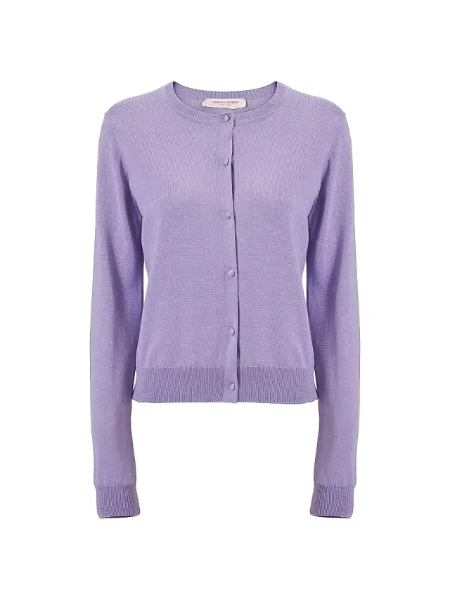 Women's Crewneck Silk-Cotton Cardigan - Violeta