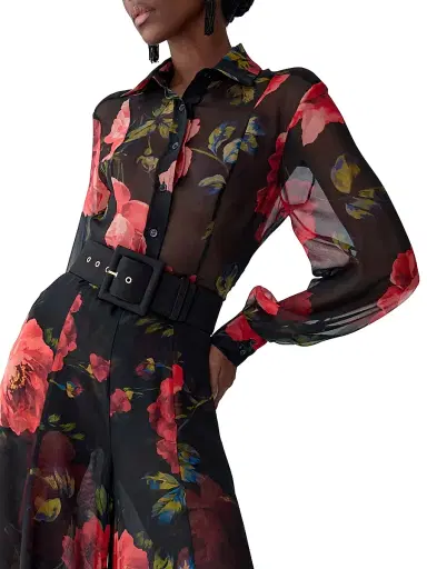 Carolina Herrera Women's Isabella Floral Silk Blouse - Black Multi | Thumbnail 3 Carolina Herrera Women's Isabella Floral Silk Blouse - Black Multi | Thumbnail 3