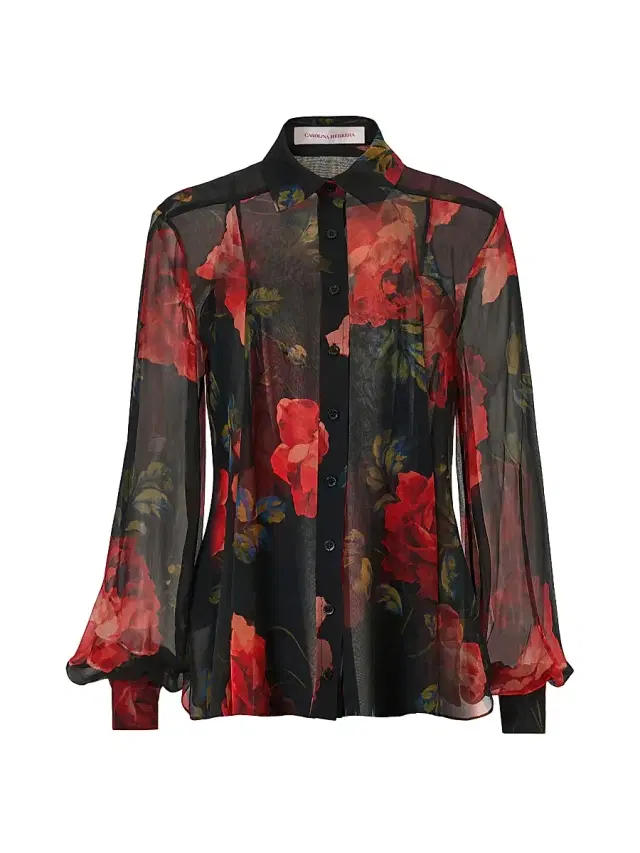 Women's Isabella Floral Silk Blouse - Black Multi