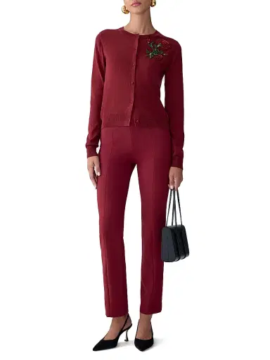 Carolina Herrera Women's Embroidered Silk-Cotton Cardigan - Rioja Multi | Thumbnail 2 Carolina Herrera Women's Embroidered Silk-Cotton Cardigan - Rioja Multi | Thumbnail 2