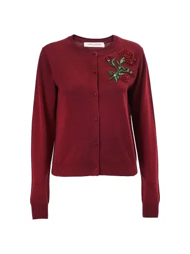 Carolina Herrera Women's Embroidered Silk-Cotton Cardigan - Rioja Multi | Thumbnail 1 Carolina Herrera Women's Embroidered Silk-Cotton Cardigan - Rioja Multi | Thumbnail 1