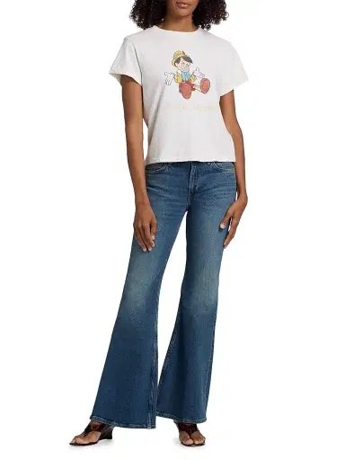 RE/DONE Women's Pinocchio Cotton-Blend Crewneck T-Shirt - Vintage White - Size Large | Thumbnail 2